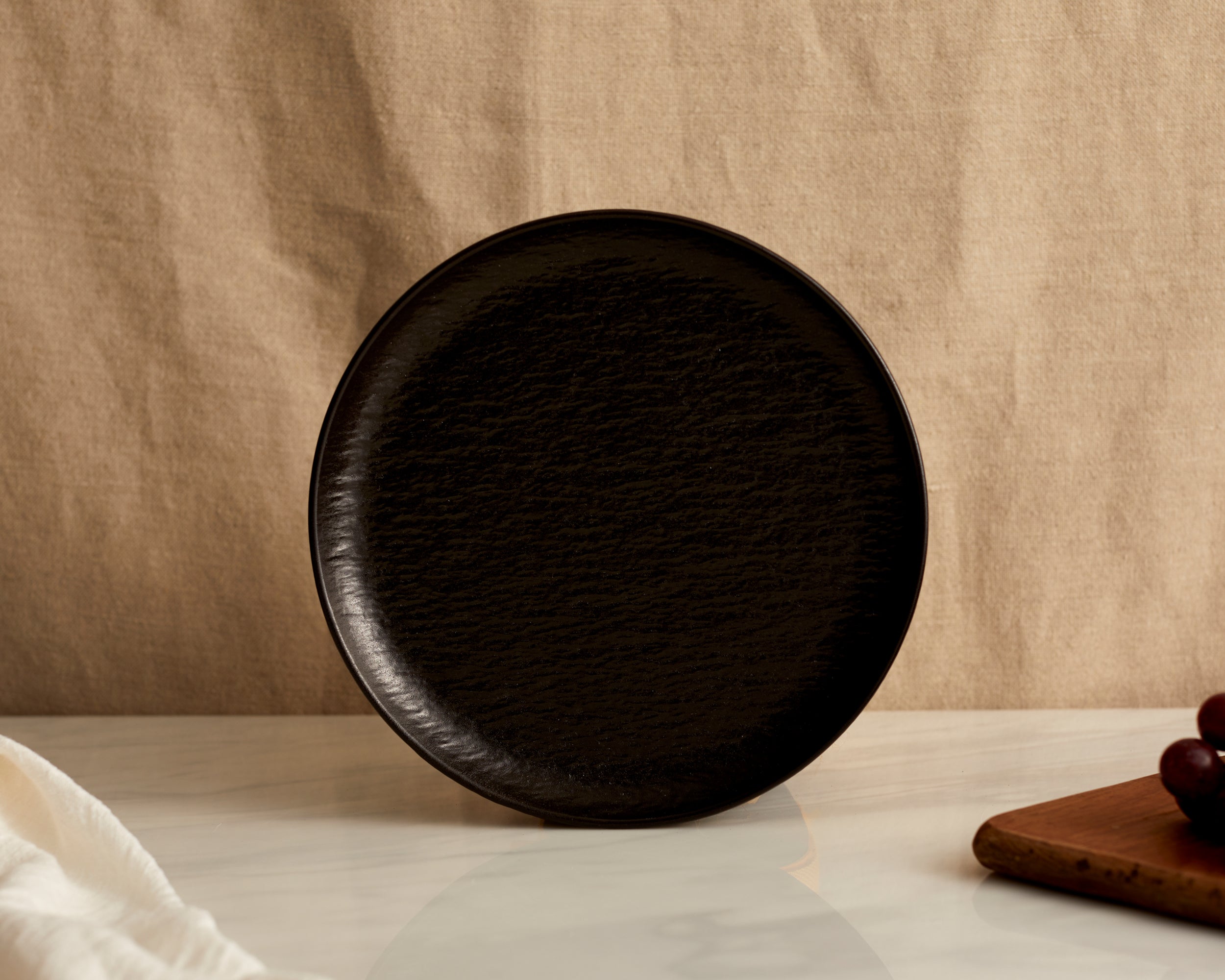 Enigma Black Porcelain Round Starter Plate-0