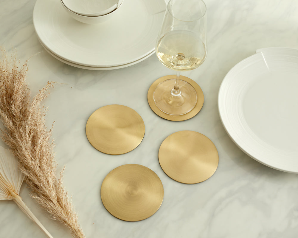 Ivy Brass Coasters - Set of 4-0