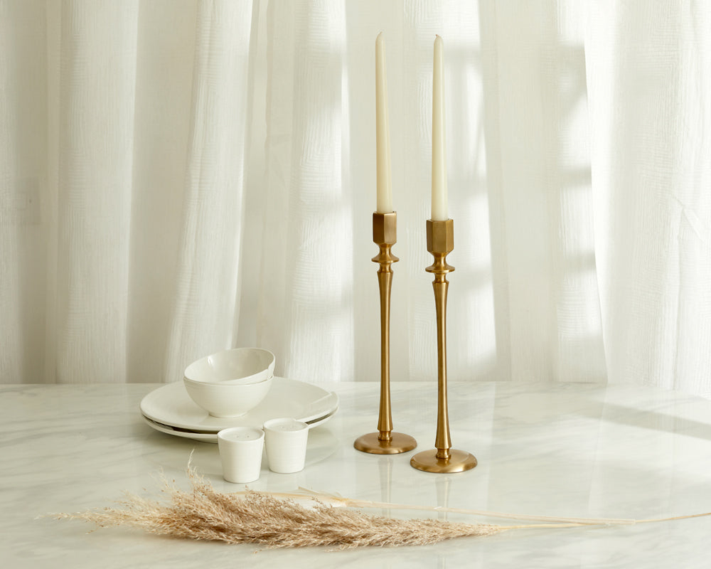 Jenna Brass Candle Holders Set-4