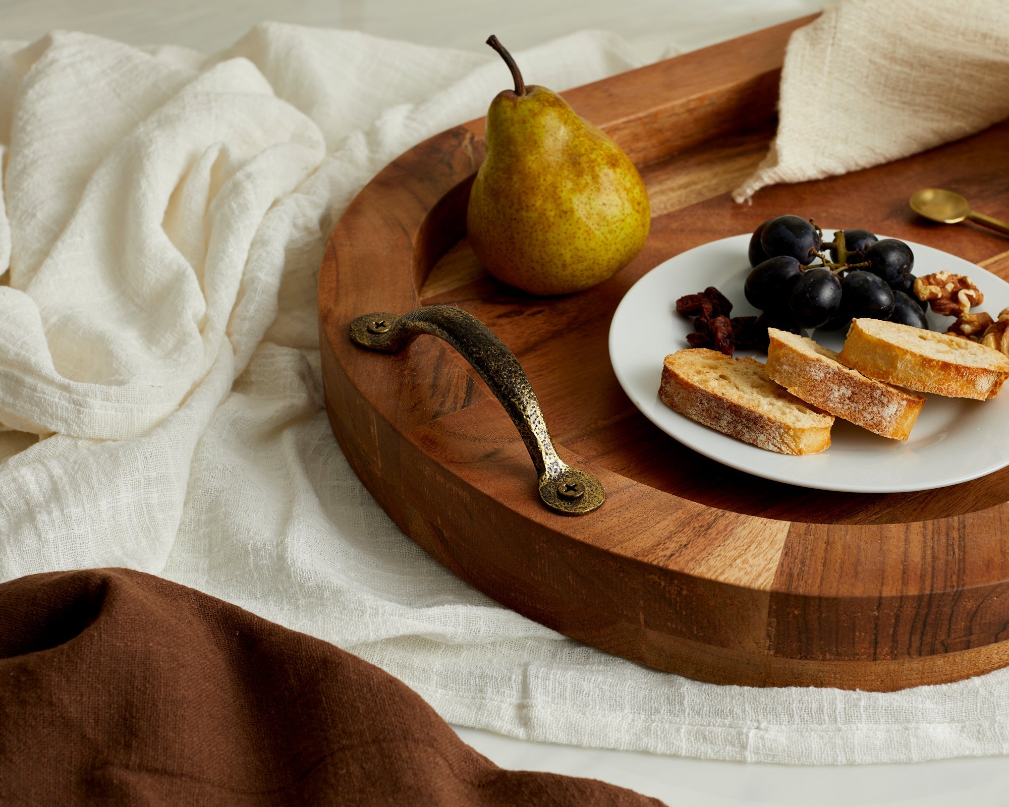 Lyon Wood Oval Serving Tray With Handles-1