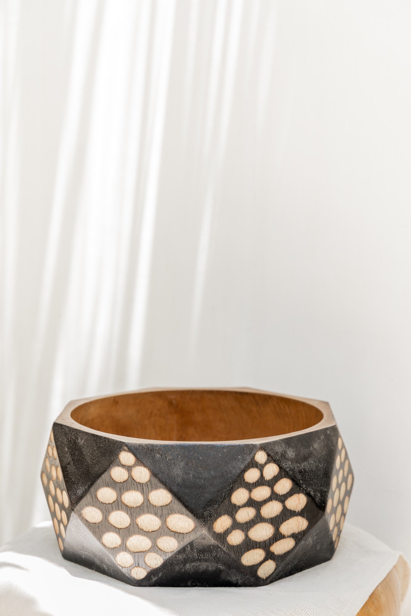 Black Wooden Large Centerpiece Bowl